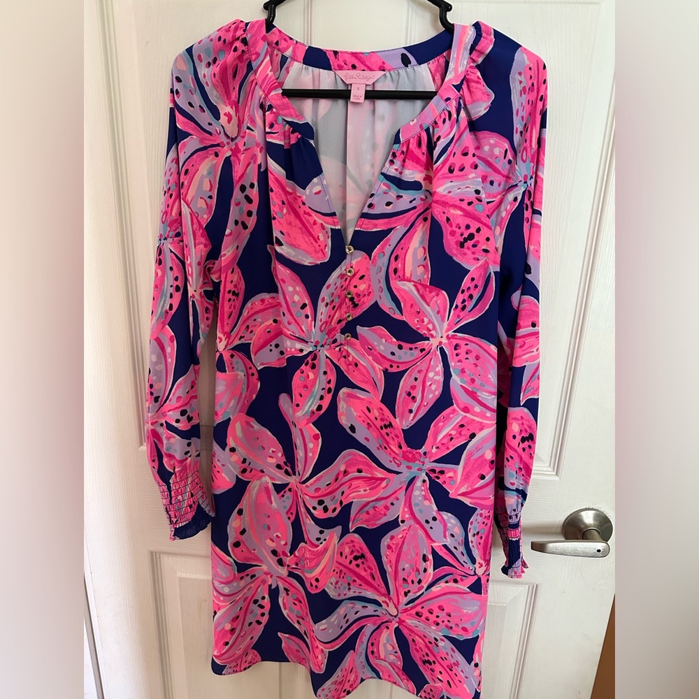 Lilly Pulitzer Navy & Hot Pink Floral Shift Dress